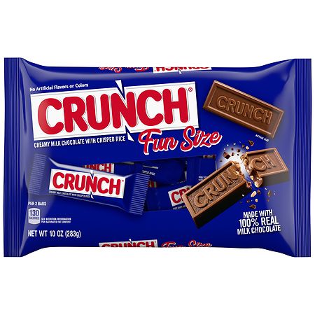Crunch Fun Size Candy Bars Milk Chocolate and Crisped Rice