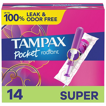 Tampax Pocket Radiant Tampons, Multipack Unscented, Regular + Super Absorbency