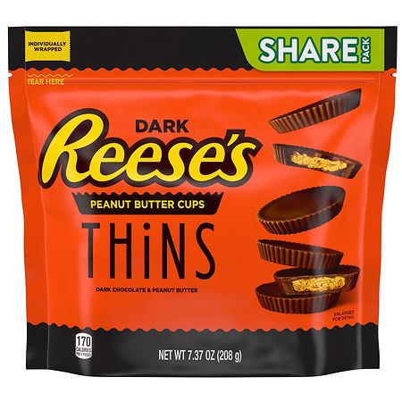 Reese's Peanut Butter Cups, Candy, Share Pack Dark Chocolate
