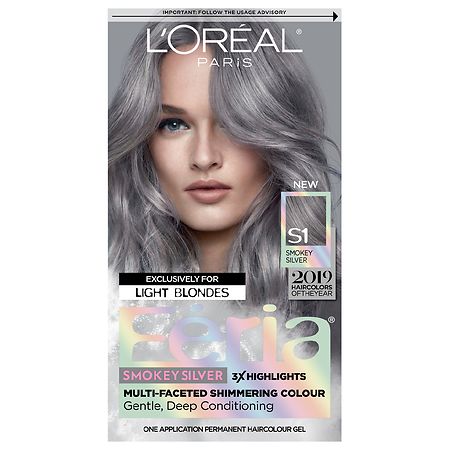 L'Oreal Paris Feria Multi-Faceted Shimmering Permanent Hair Color Smokey Silver