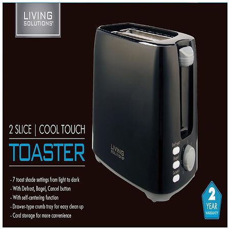 Living Solutions 2-Slice Toaster Black