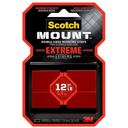 Scotch Extremely Strong Mounting Strips 1 in. x 3 in Black