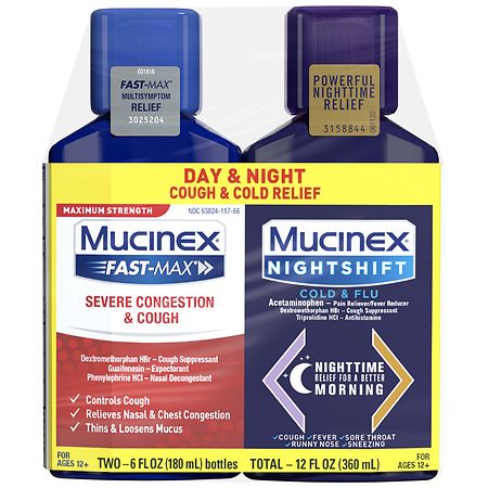 Mucinex Severe Congestion & Cough &  Nightshift,  Maximum Strength