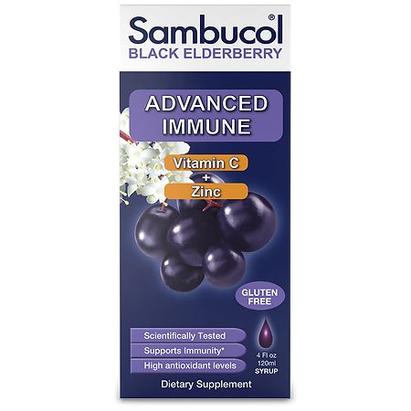 Sambucol Black Elderberry Advanced Immune Support Syrup with Vitamin C and Zinc