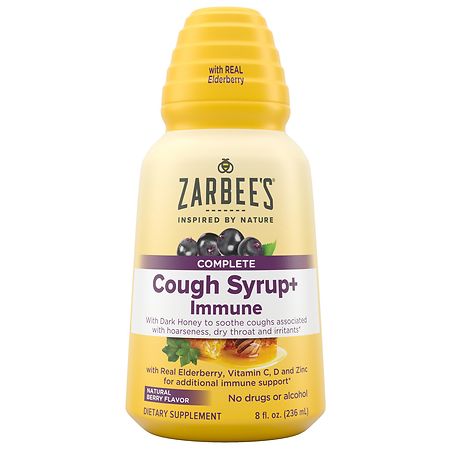 Zarbee's Adult Cough Syrup + Immune Berry, Fragrance-Free