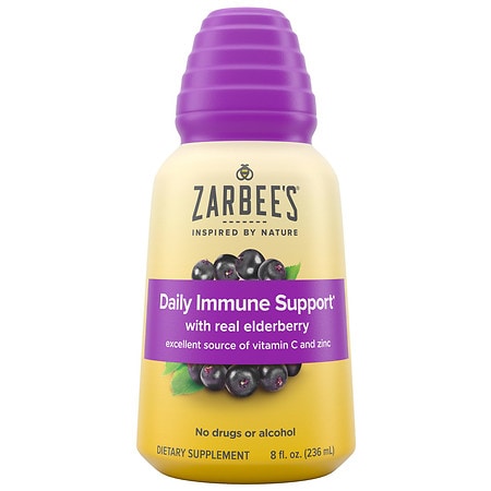 Zarbee's Daily Immune Support Syrup with Real Elderberry Berry, Fragrance-Free