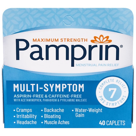 Pamprin Maximum Strength Multi-Symptom, Menstrual Period Symptoms Relief