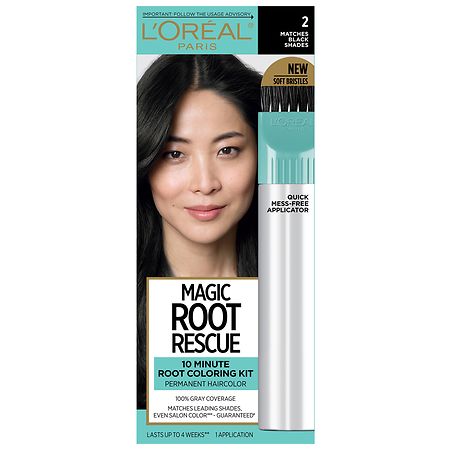 L'Oreal Paris Root Rescue Root Rescue 10 Minute Root Hair Coloring Kit, 100% Gray Coverage 2 Black