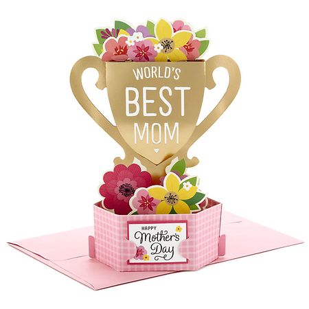 Hallmark Pop Up Mother's Day Card (Displayable World's Best Mom Trophy)