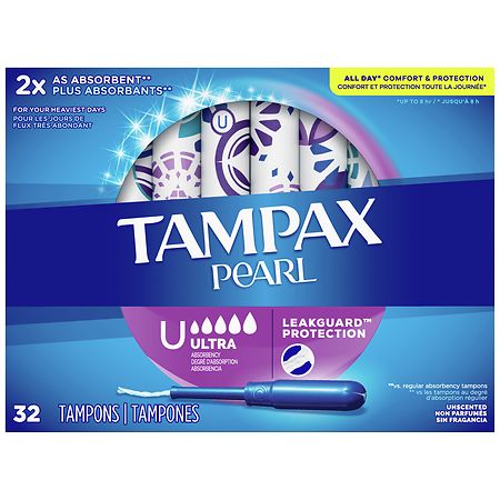 Tampax Pearl Tampons Unscented, Ultra Absorbency