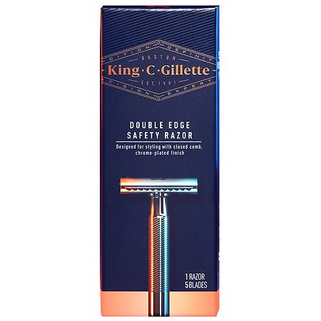 King C Gillette Men's Double Edge Safety Razor + 5 Double Edge Refill Blades