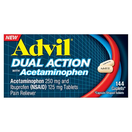 Advil Dual Action Combination Ibuprofen and Acetaminophen For 8 Hours Of Pain Relief