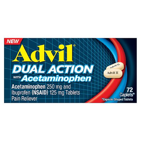 Advil Dual Action Combination Ibuprofen and Acetaminophen For 8 Hours Of Pain Relief