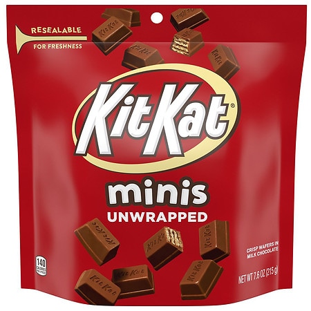 Kit Kat Minis Unwrapped, Wafer Candy Bar, Resealable Pouch Milk Chocolate