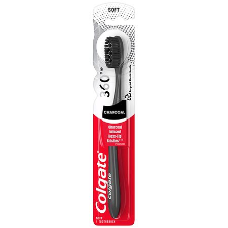 Colgate 360 Charcoal Toothbrush Slimmer Tip Soft Bristles