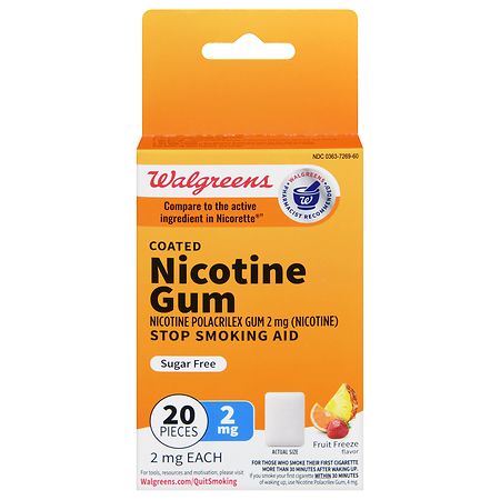 Walgreens Coated Nicotine Gum 2 mg Fruit Freeze