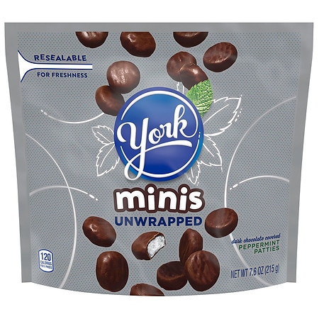 York Minis, Unwrapped Peppermint Pattie Candy Dark Chocolate