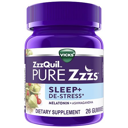 PURE Zzzs De-Stress & Sleep Melatonin Sleep Aid Gummies Blackberry Vanilla