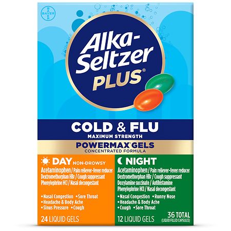 Alka-Seltzer Plus Maximum Strength PowerMax Cold & Flu Day + Night Liquid Gels
