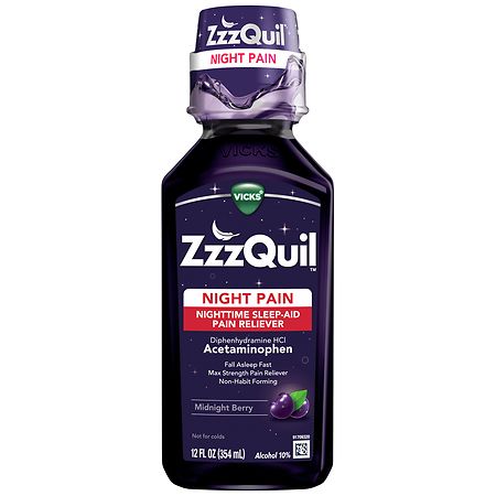 ZzzQuil Nighttime Pain Relief Sleep Aid Liquid Midnight Berry