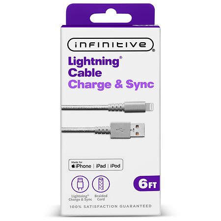 Infinitive USB-A to Lightning Braided Cable 6 FT Space Grey
