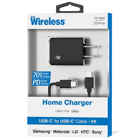 Just Wireless Home Charger 3.0A USB-C Black