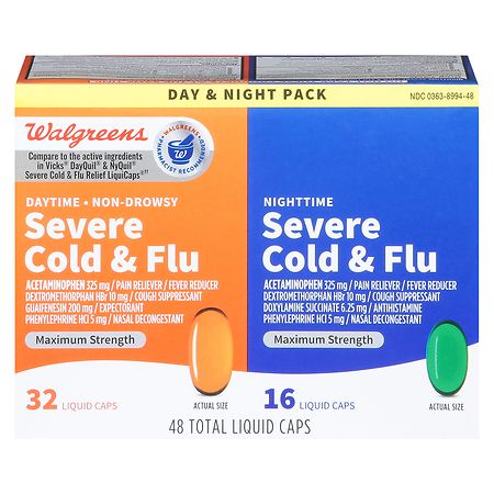 Walgreens Daytime & Nighttime Severe Cold & Flu Liquid Caps