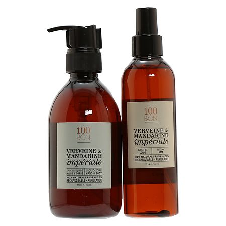 100 Bon Bath Set Verveine & Mandarine Liquid Soap & Body Mist Citrus