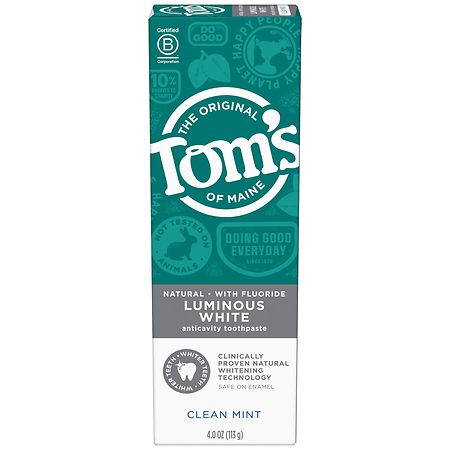 Tom's of Maine Natural Luminous White Toothpaste with Fluoride Clean Mint