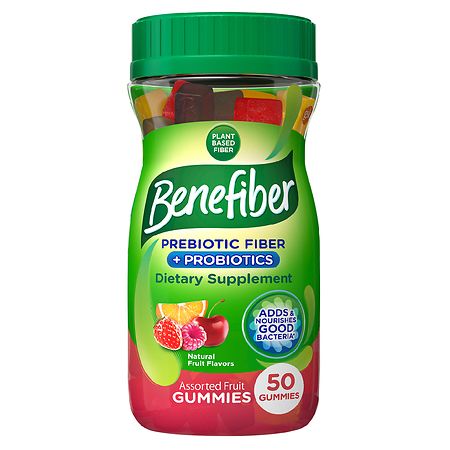 Benefiber Probiotics and Prebiotic Fiber Gummies Assorted Fruit Flavors