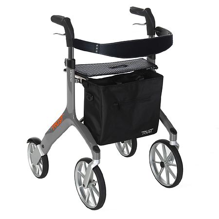 Stander Let's Fly Rollator, Euro Style Walker with Seat for Seniors Gray