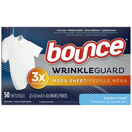 Bounce Wrinkle Guard Mega Dryer Sheets Outdoor Fresh