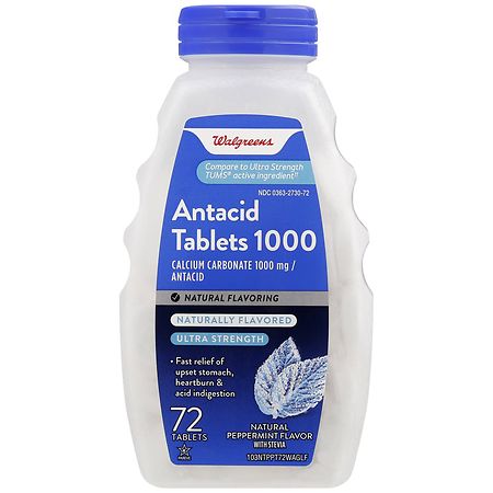 Walgreens Ultra Strength Antacid Tablets, 1000 mg Natural Peppermint