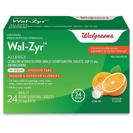 Walgreens Wal-Zyr 24 Hour Allergy Relief, Cetirizine Hydrochloride Dissolve Tablets