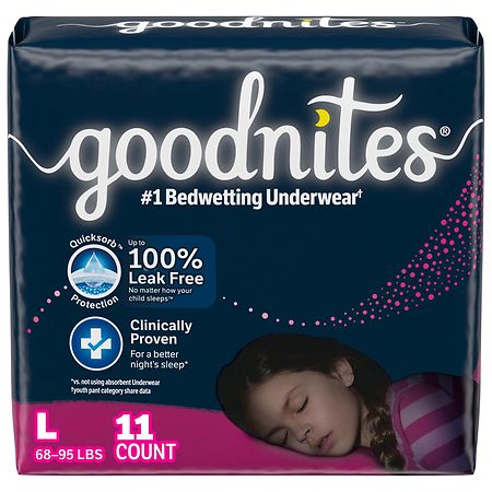 goodnites Girls' Nighttime Bedwetting Underwear L (68-95 lb.)