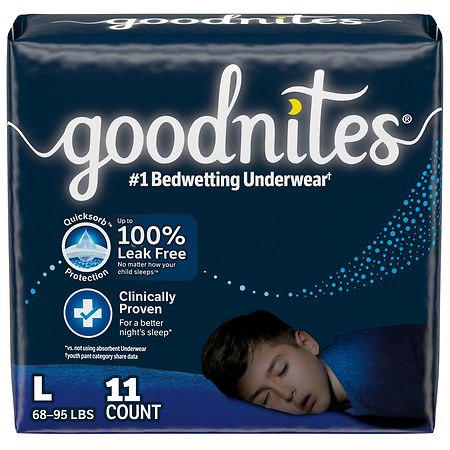 goodnites Boys' Nighttime Bedwetting Underwear L (68-95 lb.)