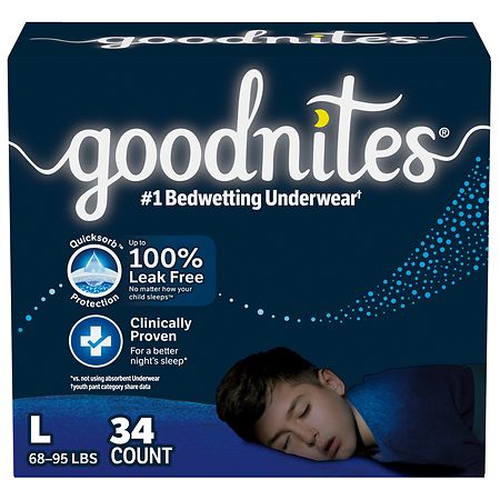 goodnites Boys' Nighttime Bedwetting Underwear Large (68-95 lb.)