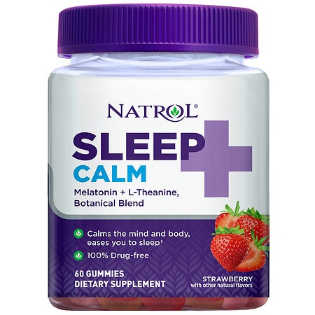 Natrol Sleep+ Calm, Melatonin and L-Theanine, Gummies Strawberry