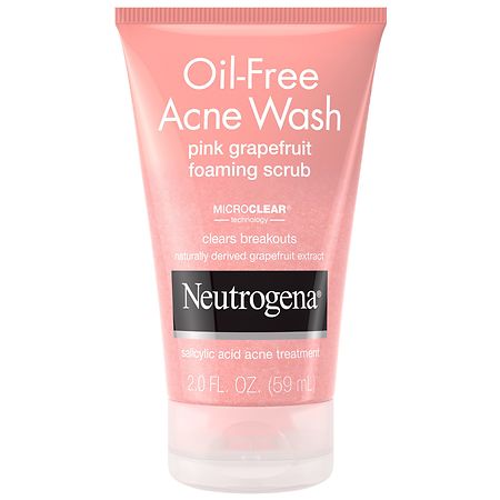 Neutrogena Oil-Free Pink Grapefruit Acne Wash Face Scrub, Travel Size