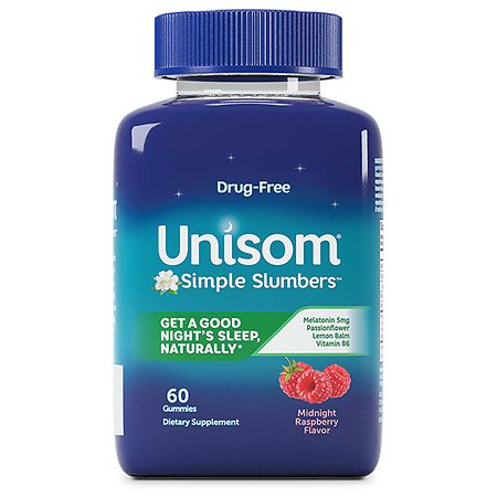 Unisom Simple Slumbers Drug-Free Sleep Aid Gummies Melatonin 5 mg Midnight Raspberry