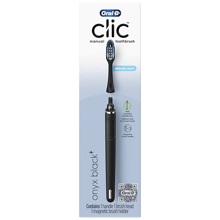 Oral-B Clic Manual Toothbrush, With 1 Replaceable Brush Head And Magnetic Holder Matte Black
