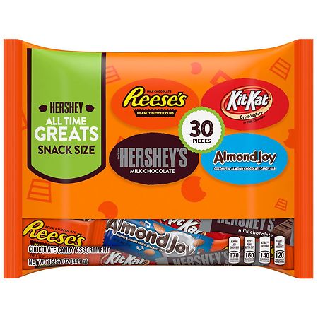 Hershey's Snack Size, Reese's, Kit Kat, Hershey's, Almond Joy, Medium Bag Chocolate Assortment, 30 Count