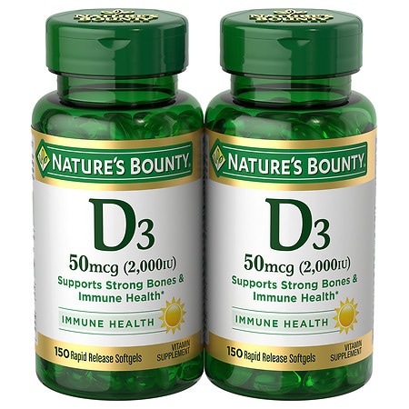Nature's Bounty Vitamin D3 2000 IU Softgels, Twin Pack