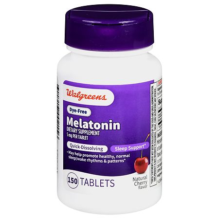 Walgreens Dye-Free Melatonin 5 mg Tablets Natural Cherry