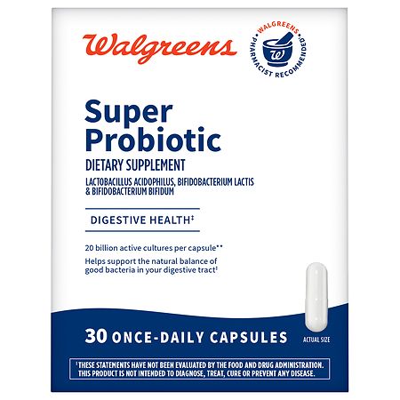 Walgreens Super Probiotic Digestive Support Capsules 20 Billion Active Cultures