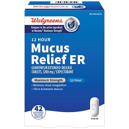 Walgreens 12 Hour Mucus Relief ER Tablets Maximum Strength