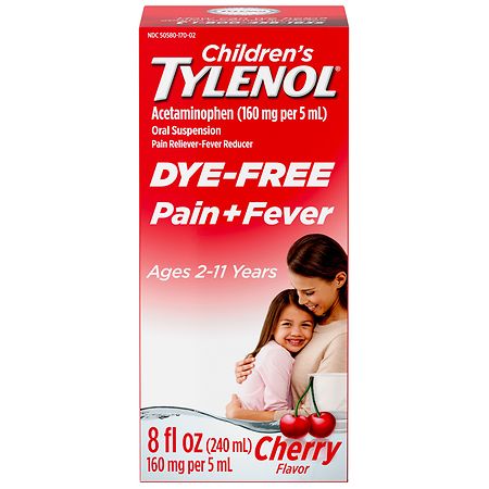 Children's TYLENOL Pain + Fever Medicine, Dye-Free Cherry
