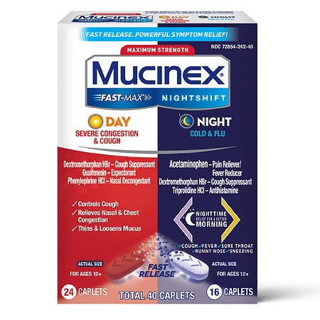 Mucinex Fast-Max Maximum Strength Fast-Max Day Severe Congestion & Cough & Nightshift Cold & Flu
