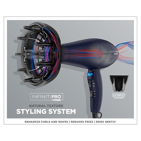 Infiniti Pro by Conair 1875 Watt Texture Styling Hair Dryer for Natural Curls and Waves