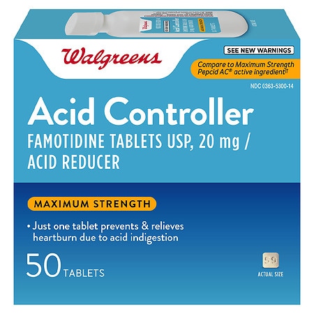 Walgreens Maximum Strength Acid Controller and Acid Reducer Famotidine Tablets, 20 mg